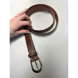 Brooks Brothers Men's Leather Skinny Buckle Belt Dark Brown Size 44